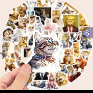 Stylish Cat Sticker with Glasses